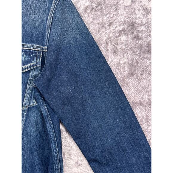 AMO Dress Medium Womens Lola Blue Denim Button Down Raw Hems - Picture 4 of 11